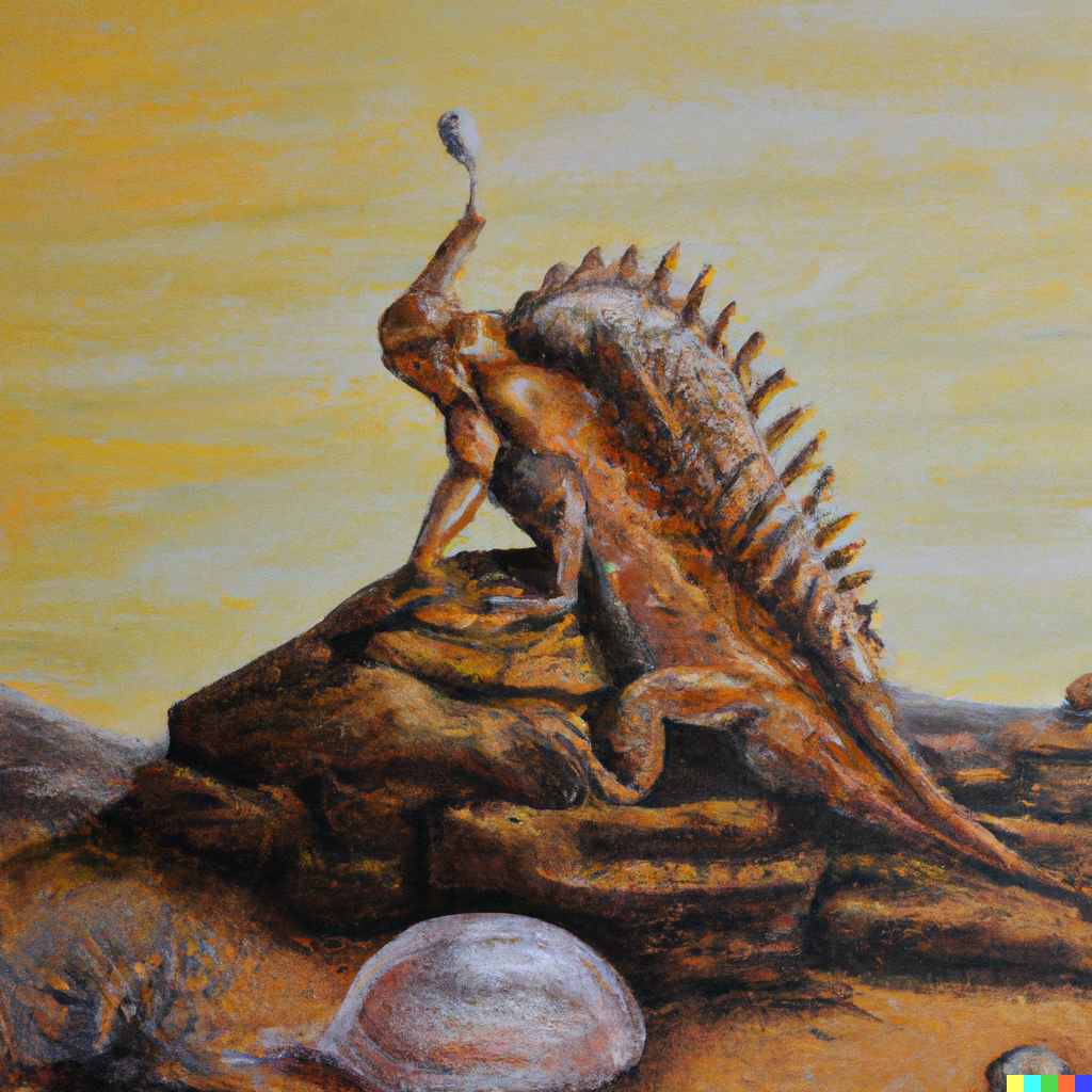 https://cloud-kzcs7tvoc-hack-club-bot.vercel.app/0dall__e_2022-10-03_13.30.58_-_oil_painting_of_a_giant_spiny_lizard_with_claws_and_a_shell_on_top_of_a_rock_in_a_distant_desert..png